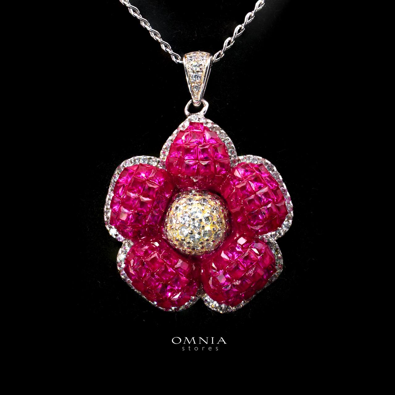 Ruwaina Pink Necklace with High-Quality Premium Simulated Diamonds in 925 Sterling Silver
