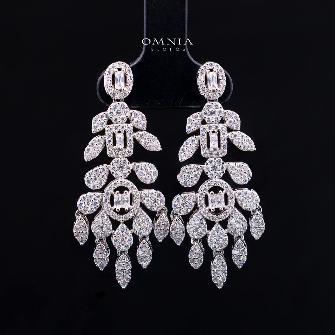 Ruhana White Luxury Bridal Full Set with High-Quality Simulated Diamonds, Rhodium Plated