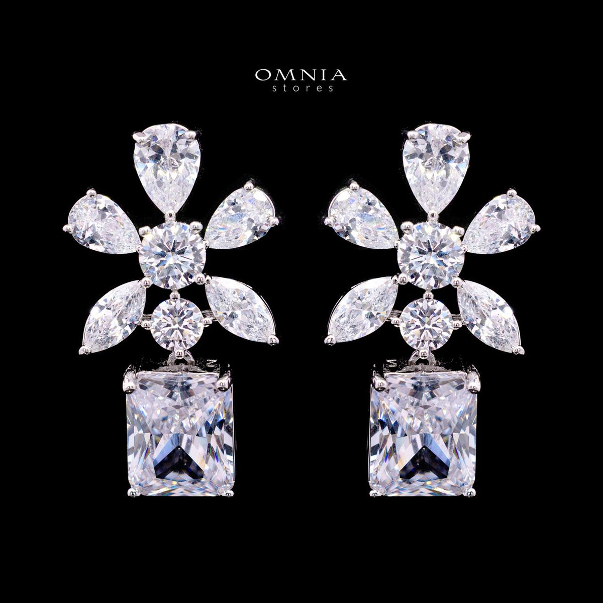 Rizza White Luxury Bridal Full Set with High-Quality Simulated Diamonds – Rhodium Plated