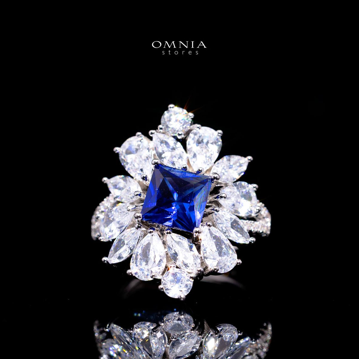 Christine Blue Luxury Bridal Full Set with High-Quality Simulated Diamonds – Rhodium Plated