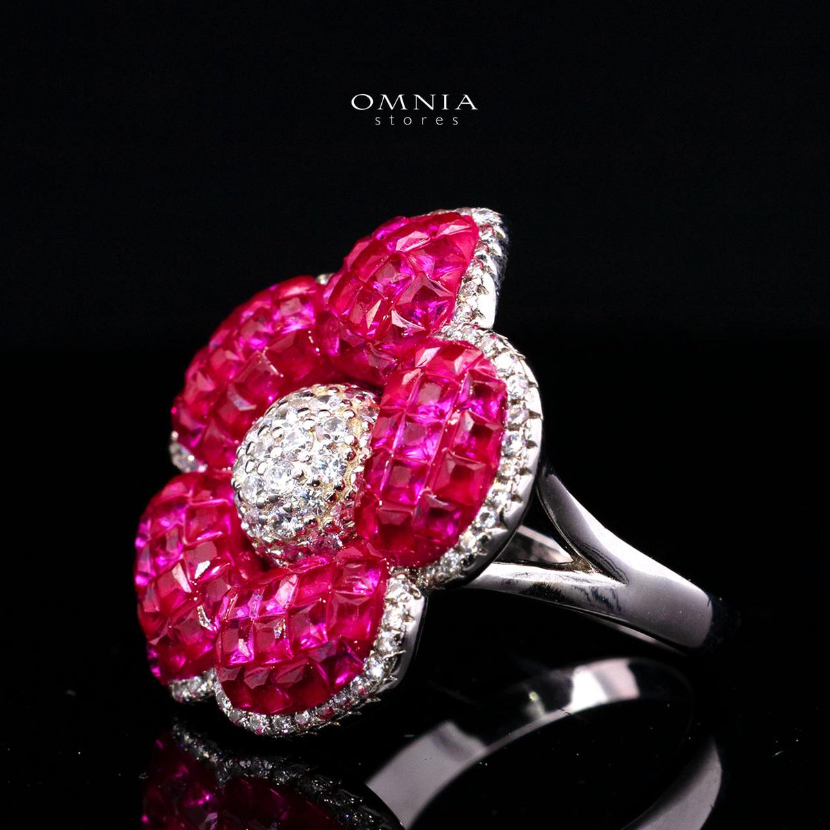 Ruwaina Pink Ring with High-Quality Premium Simulated Diamonds in 925 Sterling Silver
