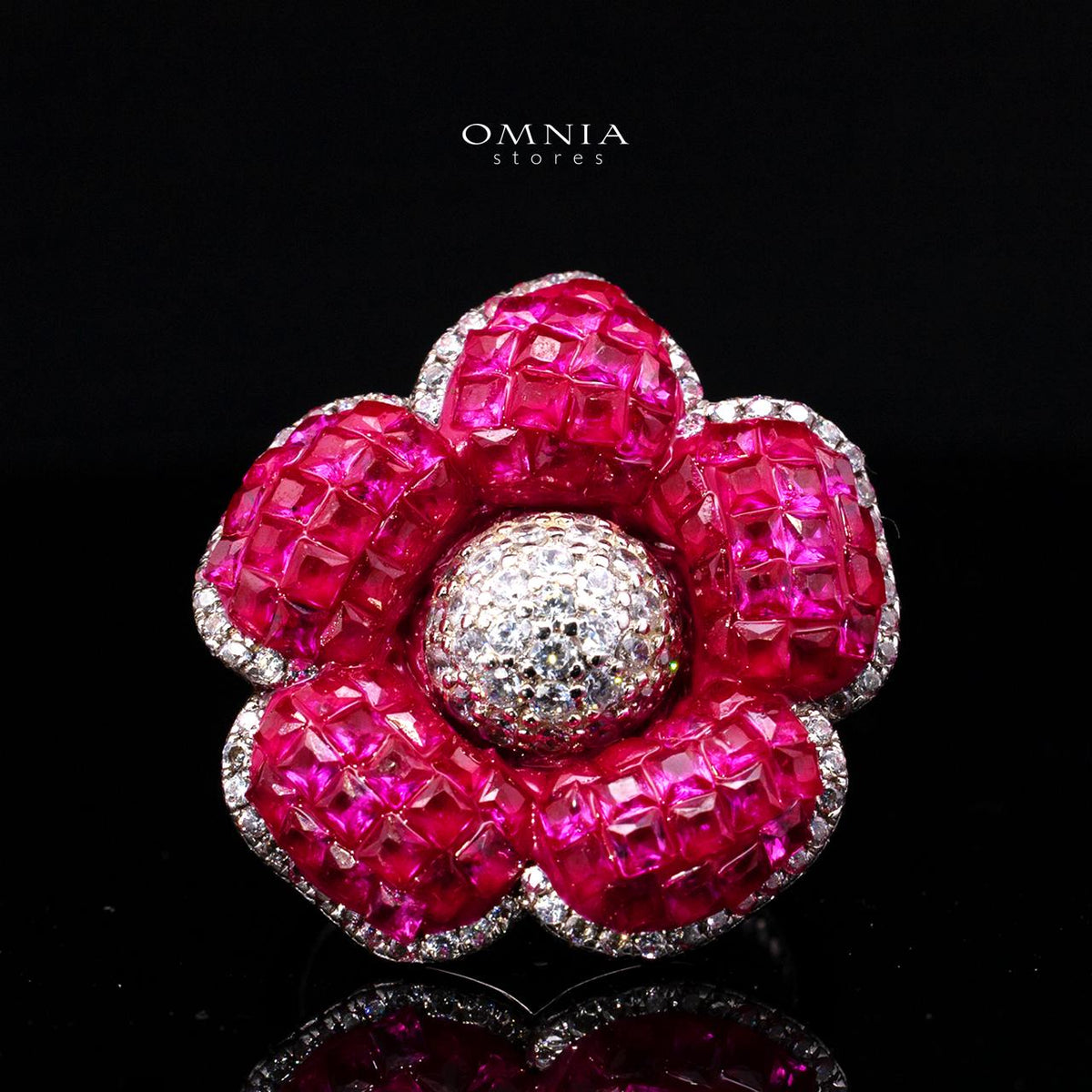 Ruwaina Pink Ring with High-Quality Premium Simulated Diamonds in 925 Sterling Silver