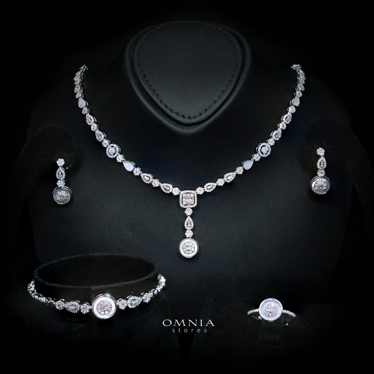 Asteria Luxury Bridal Full Set with High-Quality Simulated Diamonds and Premium Rhodium Plating