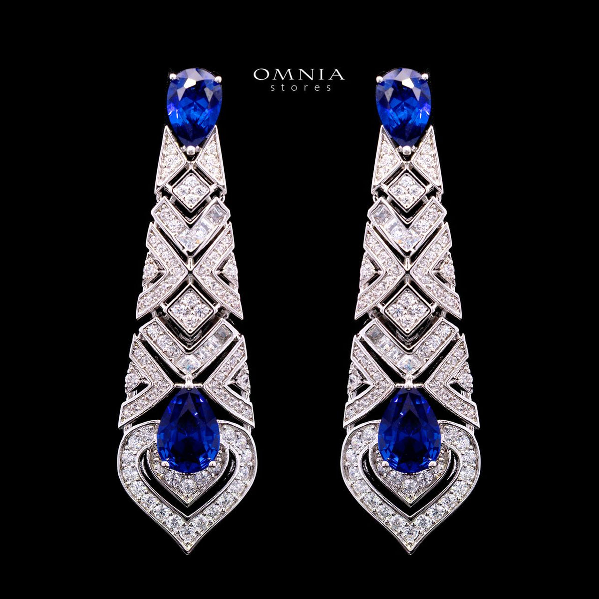Daryan Blue Luxury Bridal Full Set with High-Quality Simulated Diamonds – Rhodium Plated
