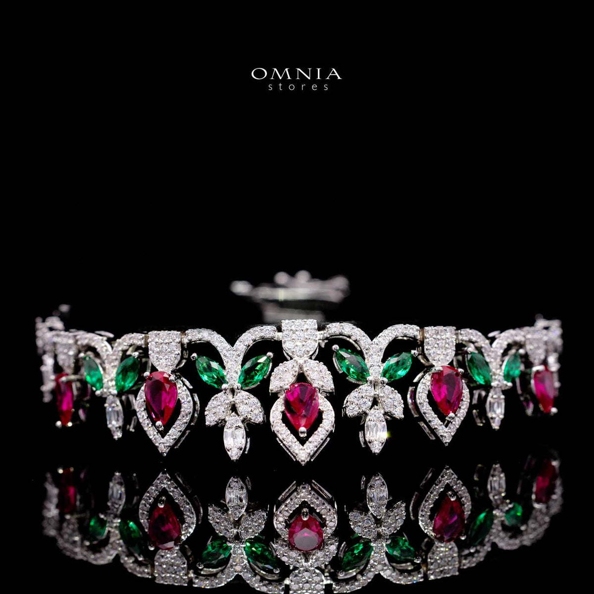 Simra Multicolor Luxury Bridal Full Set with High-Quality Simulated Diamonds – Rhodium Plated