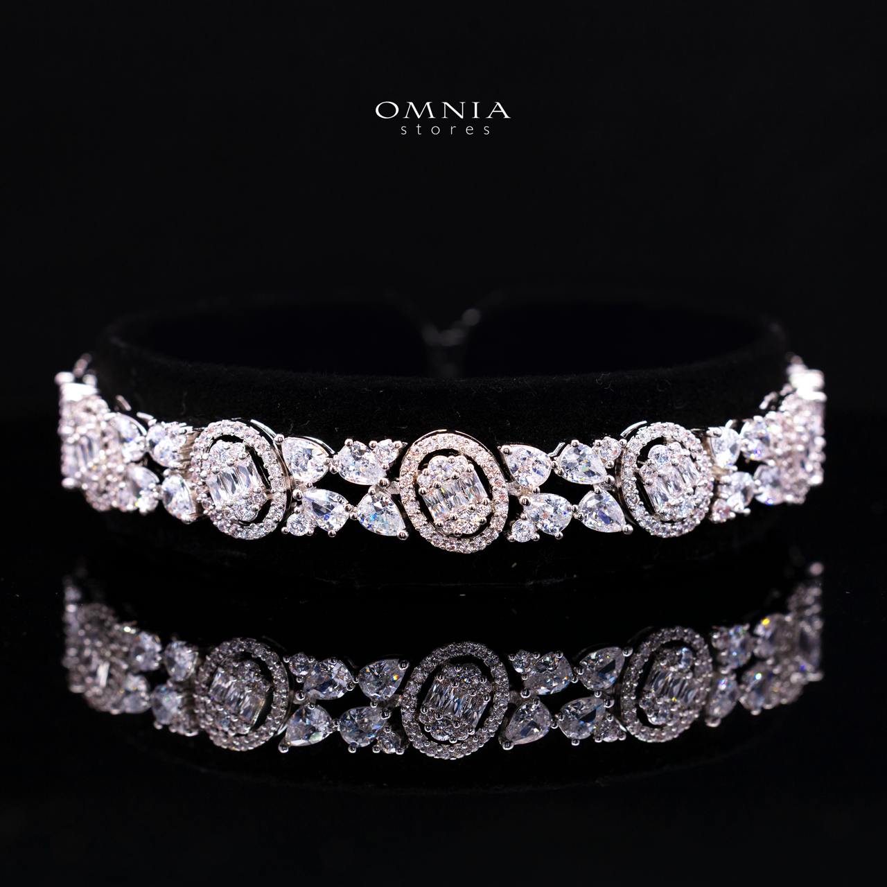 Rahima White Luxury Bridal Full Set with High-Quality Simulated Diamonds and Rhodium Plating