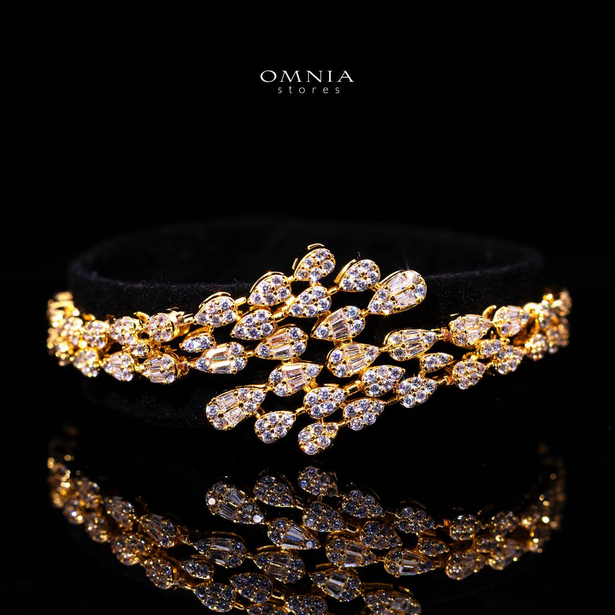 Omnia Nasiha Luxury Bridal Gold Full Set in High Quality Zircon Stone Rhodium Plated
