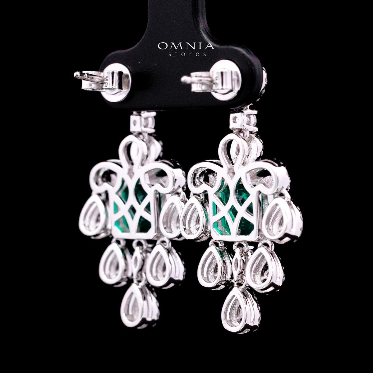Astella Green Earrings with Certified High-Quality Premium Simulated Diamonds in 925 Sterling Silver