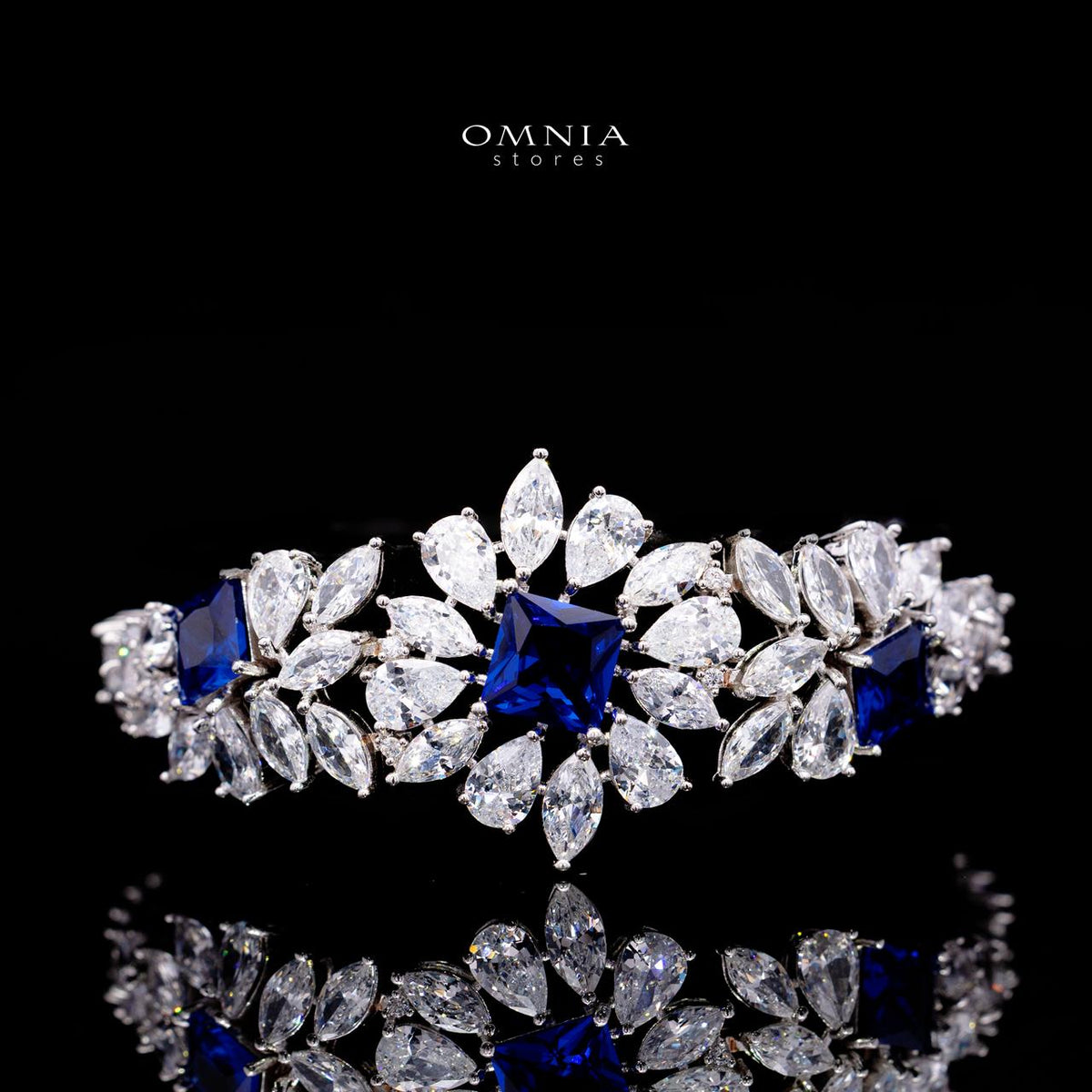 Christine Blue Luxury Bridal Full Set with High-Quality Simulated Diamonds – Rhodium Plated