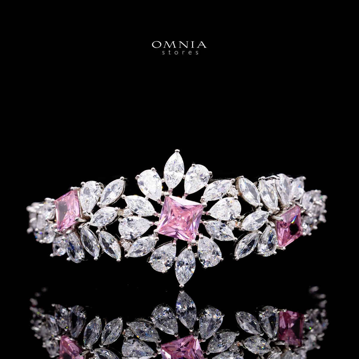 Christine Pink Luxury Bridal Full Set with High-Quality Simulated Diamonds – Rhodium Plated