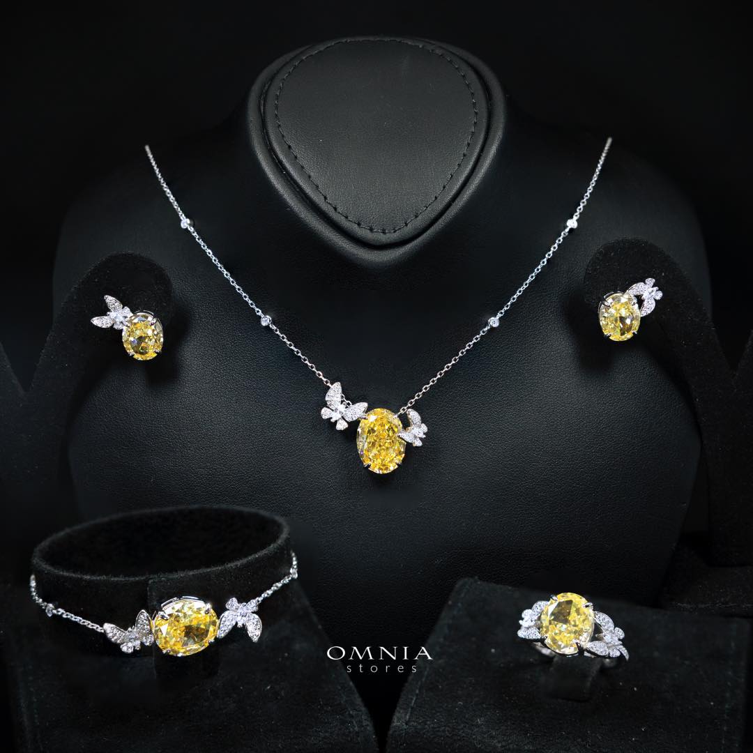 Omnia Maysun Yellow Full Set In 925 Silver High Quality Simulated Diamonds