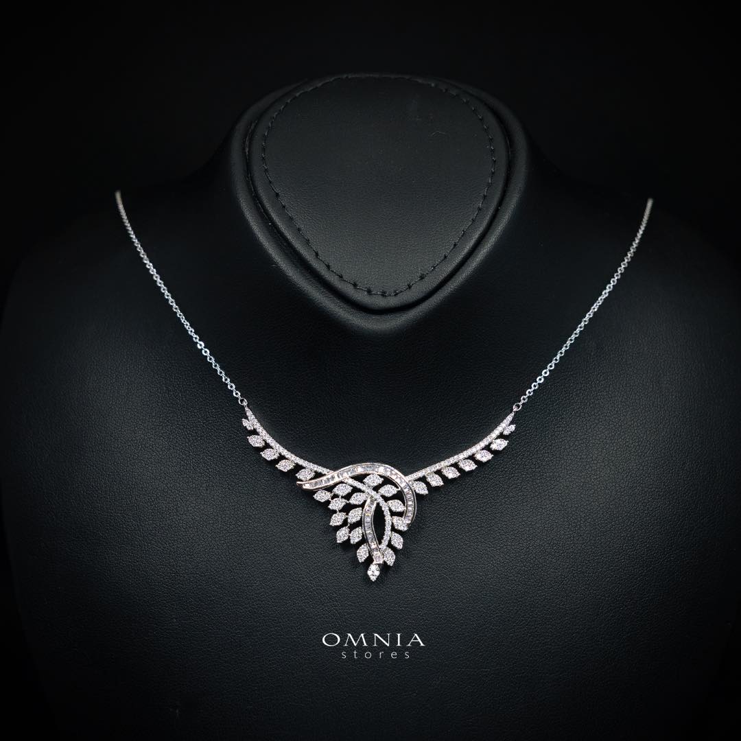 Omnia Leilah Luxury White Necklace, Earrings & Ring Set in High Quality Zircon Stone Rhodium Plated