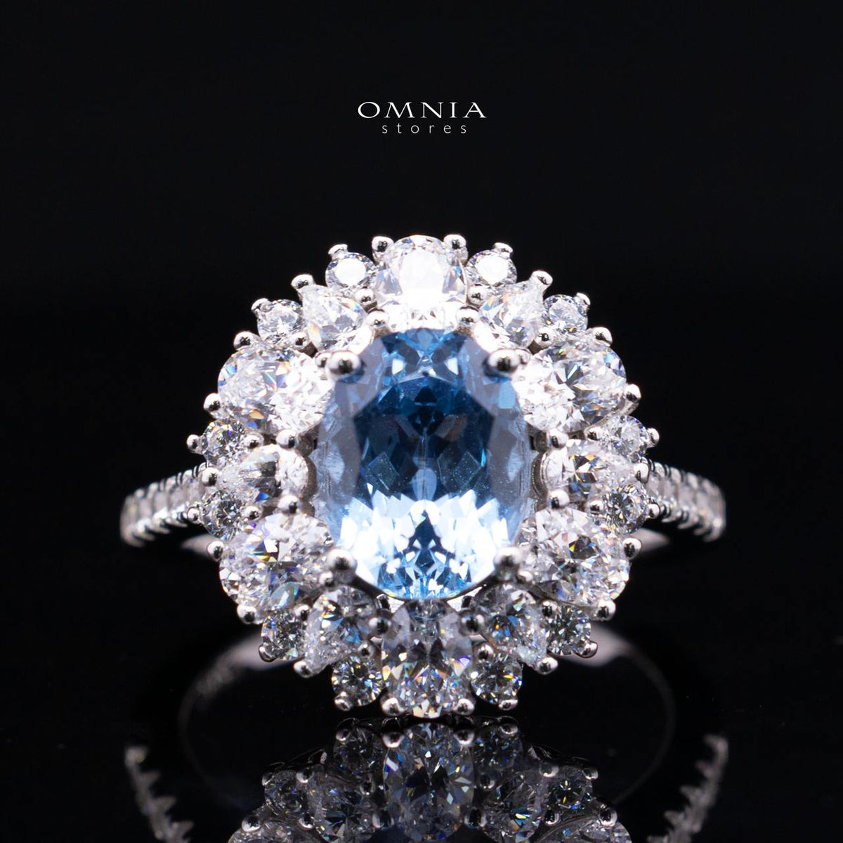 Milania Lab Grown Synthetic Spinel Sky Blue Stones With GRC Certified Ring in 925 Silver