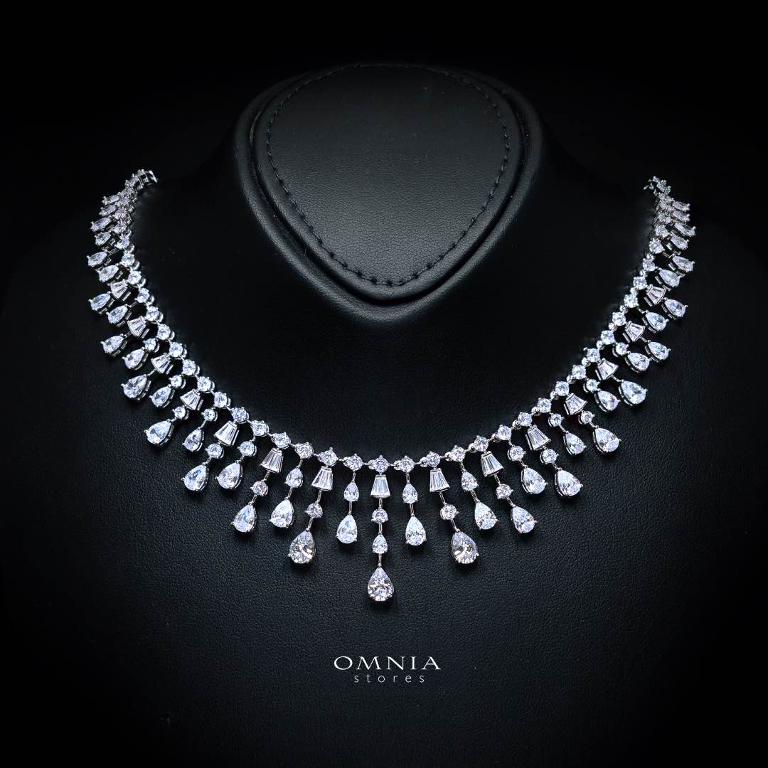Xena White Luxury Bridal Full Set Premium Rhodium-Plated with High-Quality Zircon Stones