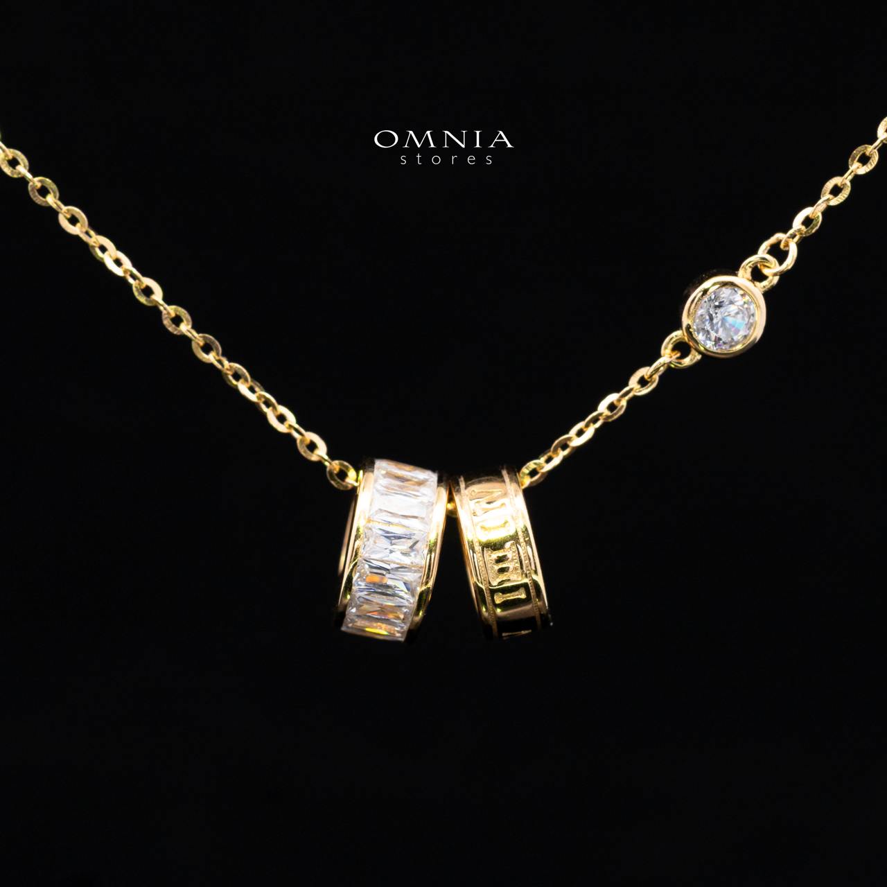Zhalia Gold Hoop Necklace and Earrings Set in 925 Sterling Silver with Premium Simulated Diamonds