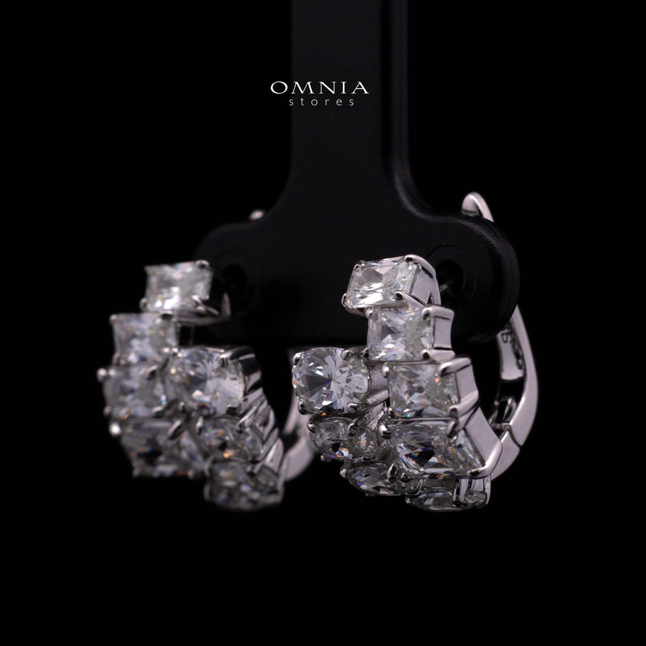 Tokiya Silver Cluster Clip-On Earrings in 925 Sterling Silver with Premium Simulated Diamond