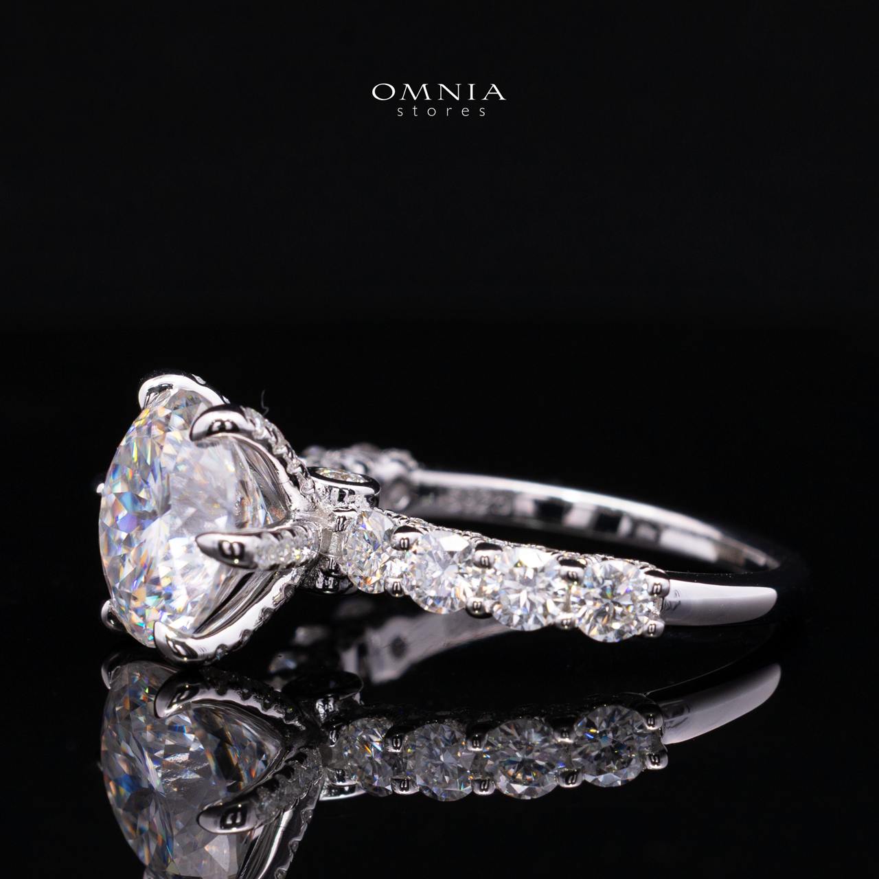 Fidaa White Moissanite Round Cut Ring GRA Certified in High Quality 925 Silver 11mm 5ct