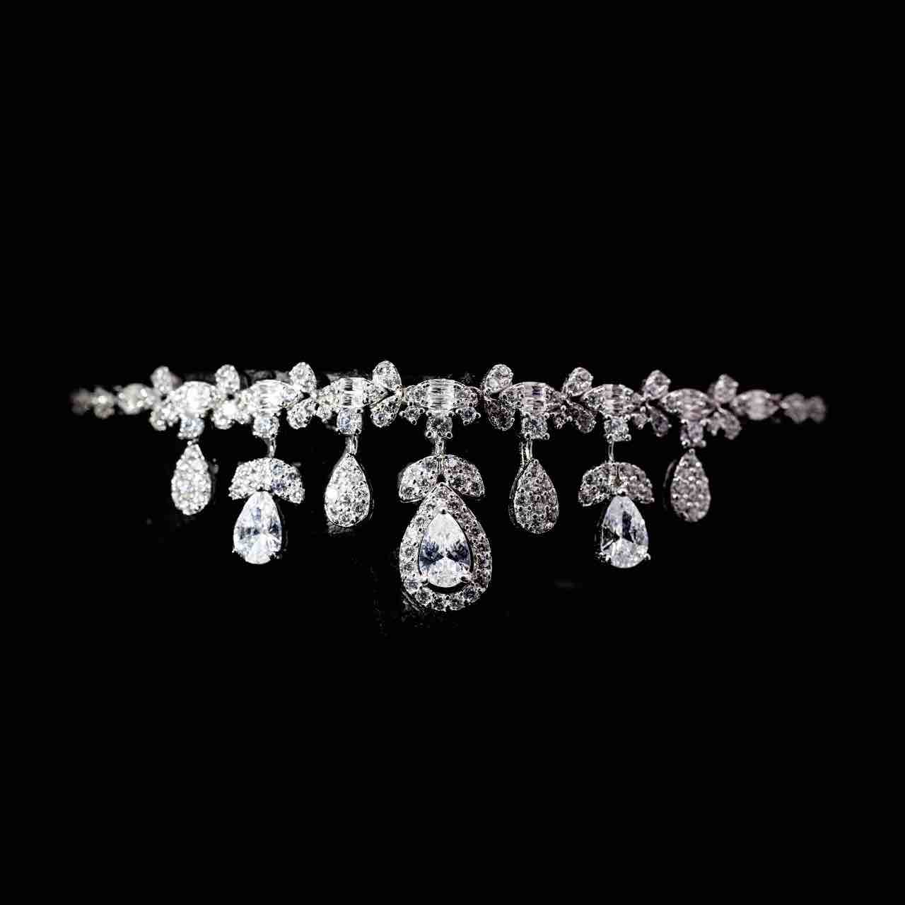 Omnia Kaamla White Bridal Full Set in 925 Silver High Quality Simulated Diamonds - OMNIASTORES UAE