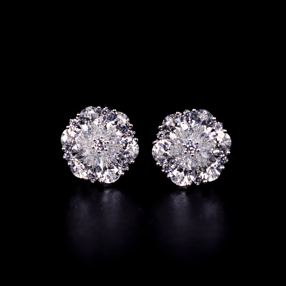 Omnia Saadiya White Flower Stud Earrings In 925 Silver High Quality Certified Lab Crafted Round Cut Stones - OMNIASTORES UAE
