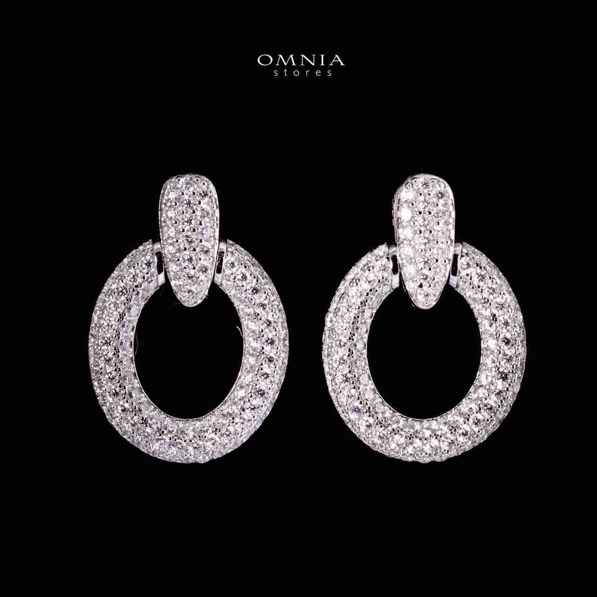 Omnia Selin White Earrings Set With High Quality White Moissanite Stones in 925 Silver - OMNIASTORES UAE