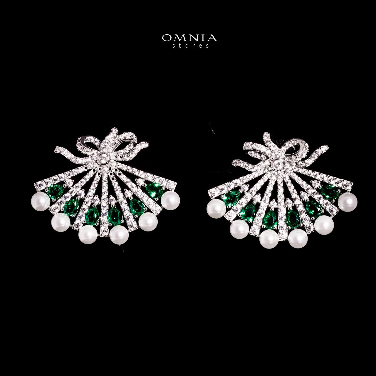 Omnia Azra Pearl White and Green Earrings With High Quality Certified Lab Crafted Stones In 925 Silver - OMNIASTORES UAE