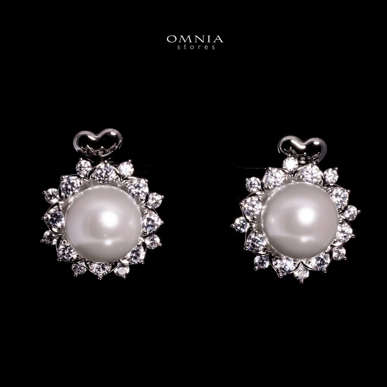 Omnia Alaya White Pearl Earrings With High Quality Lab Crafted Stones In 925 Silver - OMNIASTORES UAE