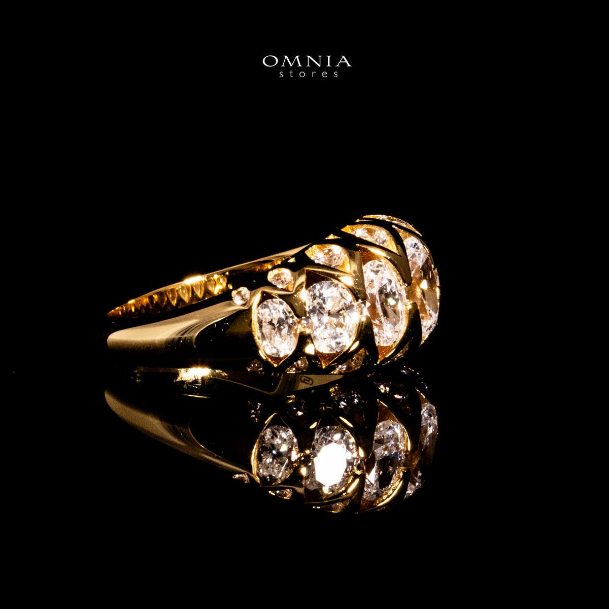 Omnia Manha Gold Ring With High Quality Certified Lab Crafted Stones In 925 Silver - OMNIASTORES UAE