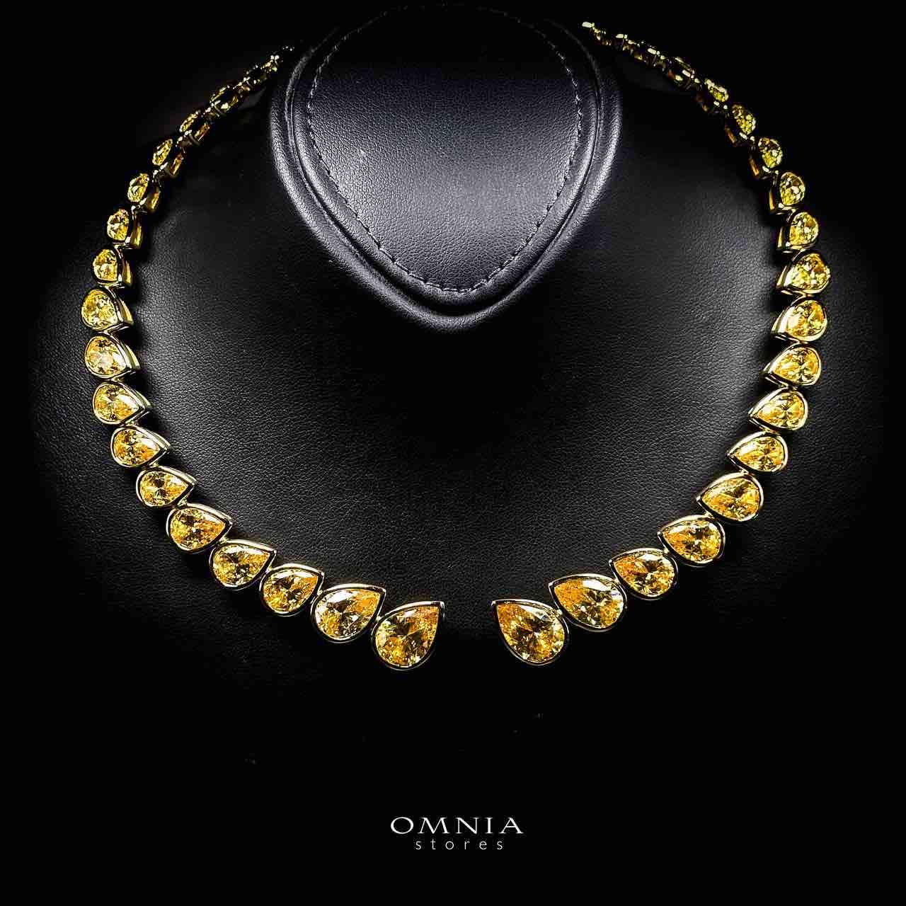 Omnia Nailah Gold Yellow Necklace In 925 Silver With High Quality Lab Crafted Stones - OMNIASTORES UAE