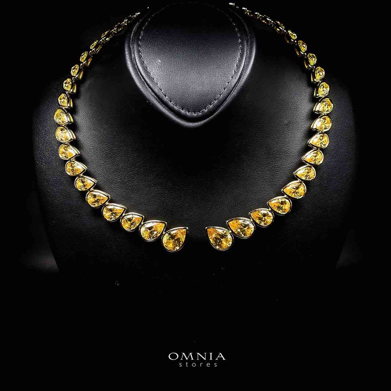 Omnia Nailah Gold Yellow Necklace In 925 Silver With High Quality Lab Crafted Stones - OMNIASTORES UAE