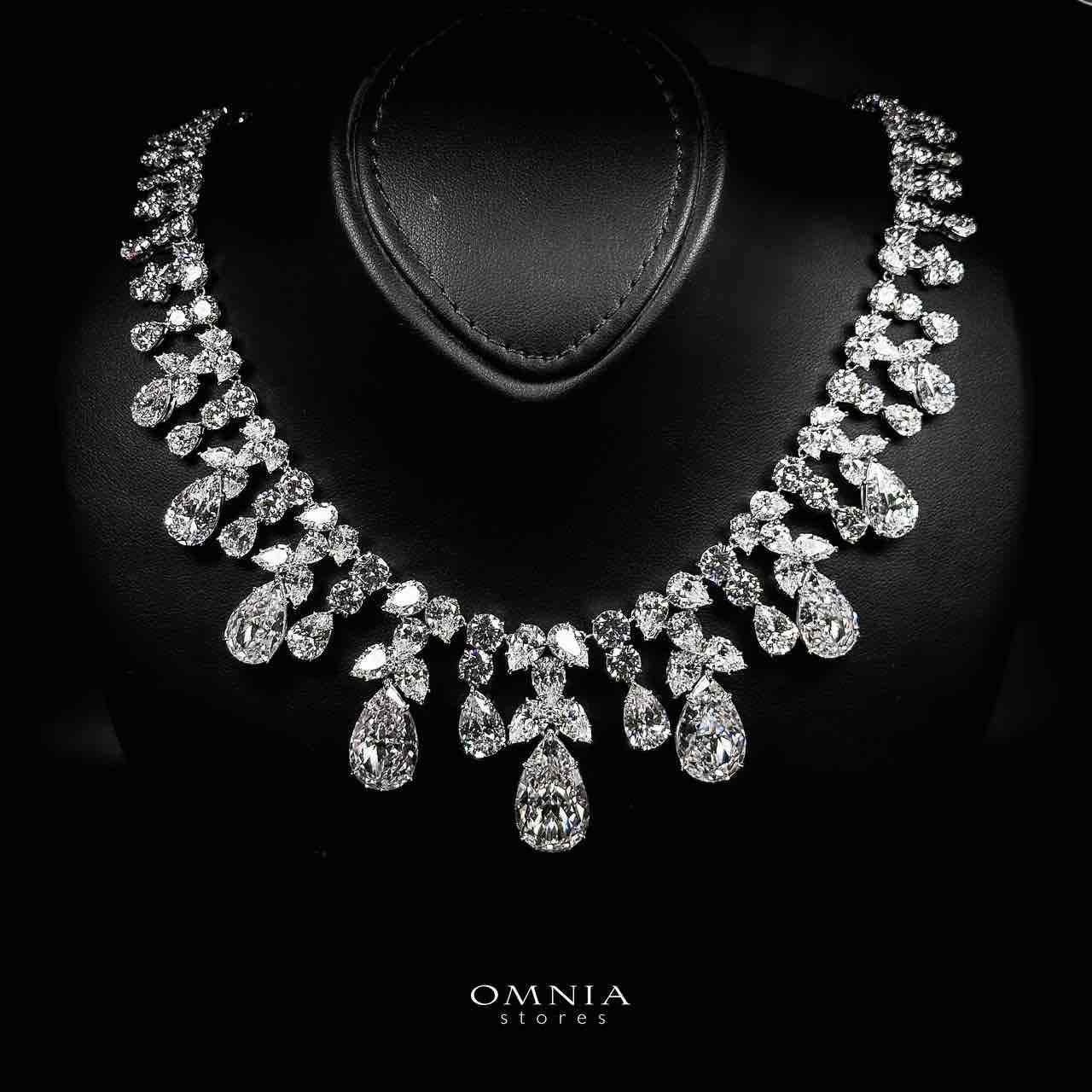 Omnia Taleen Silver White Necklace In 925 Silver With High Quality Lab Crafted Stones - OMNIASTORES UAE