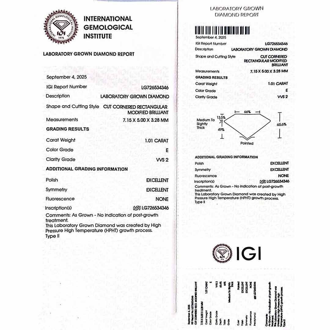 Siham Lab Grown Stones IGI Certifited E VVS 2 White Ring in 925 Silver 1.00ct - OMNIASTORES UAE