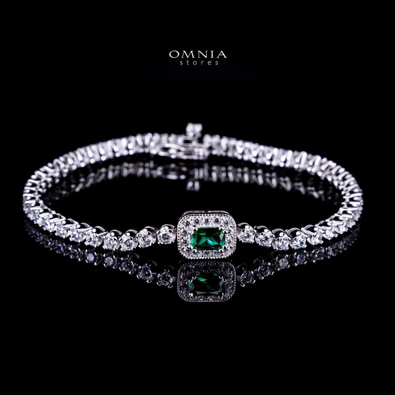 Omnia Zyrah Green Silver Bracelet in 925 Silver High Quality Simulated Diamonds - OMNIASTORES UAE