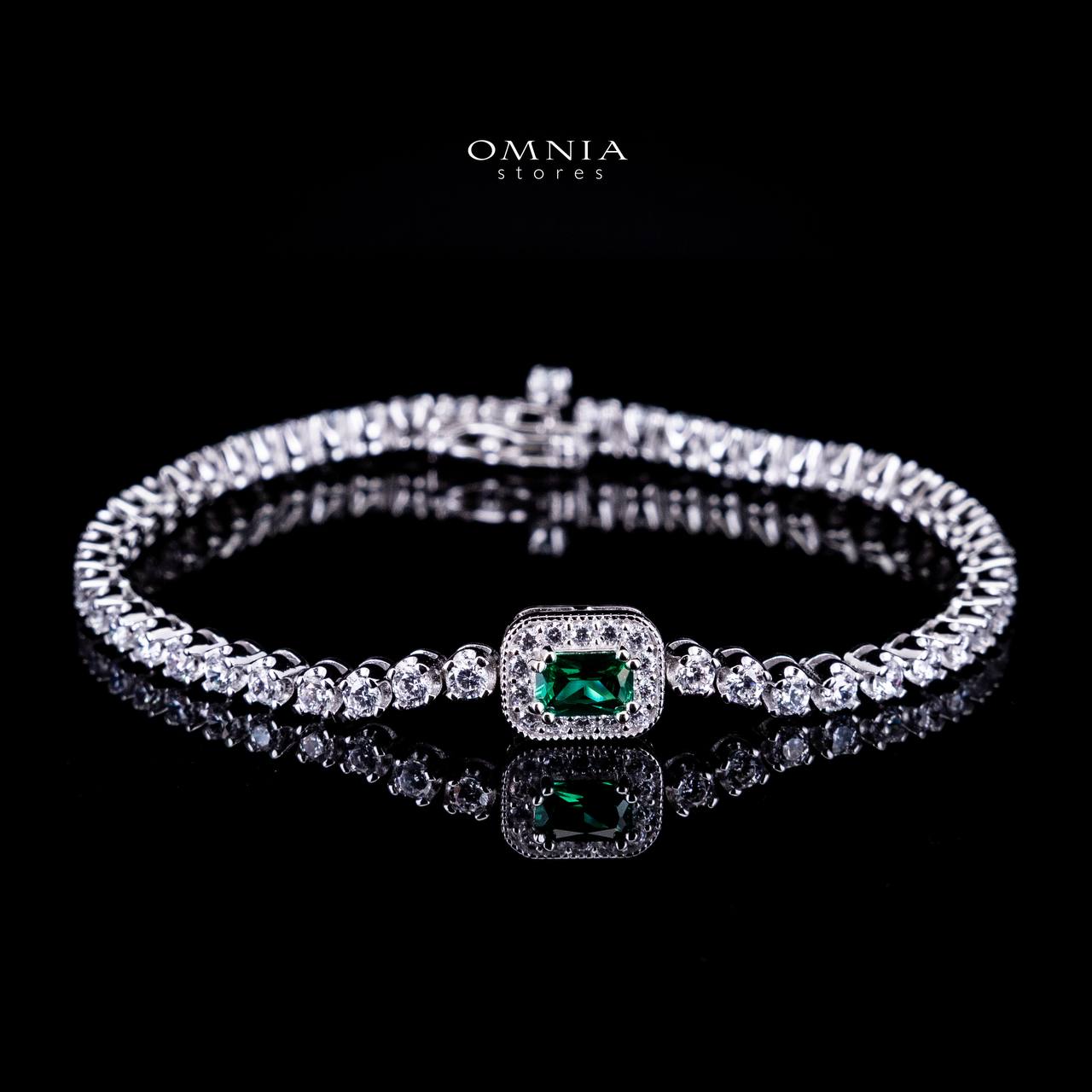 Omnia Zyrah Green Silver Bracelet in 925 Silver High Quality Simulated Diamonds - OMNIASTORES UAE