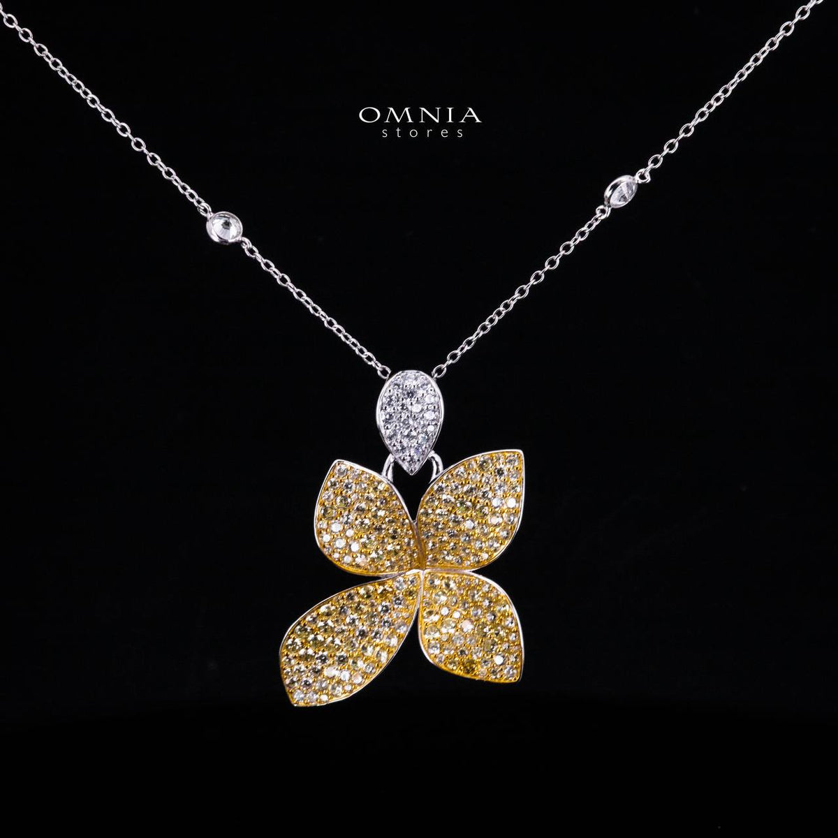 Omnia Dayana Gold and Silver Pendant Necklace in 925 Silver In High Quality Simulated Diamonds - OMNIASTORES UAE