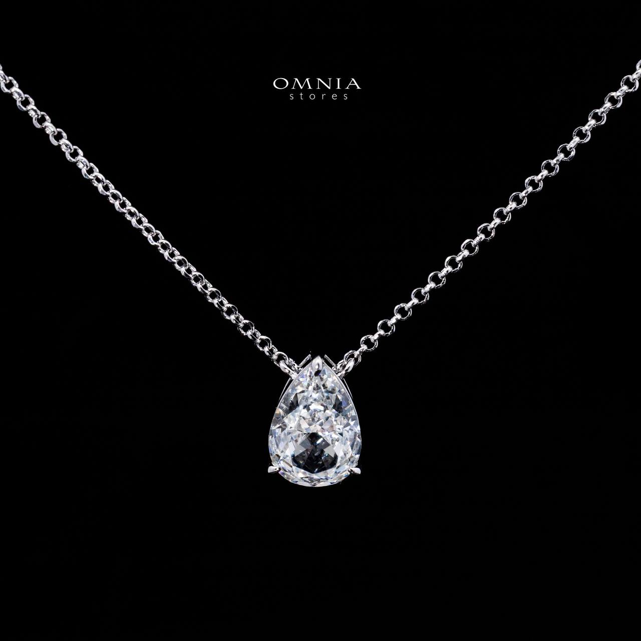 Omnia Raia White Pear Pendant Necklace With High Quality Certified Lab Crafted Stones In 925 Silver - OMNIASTORES UAE