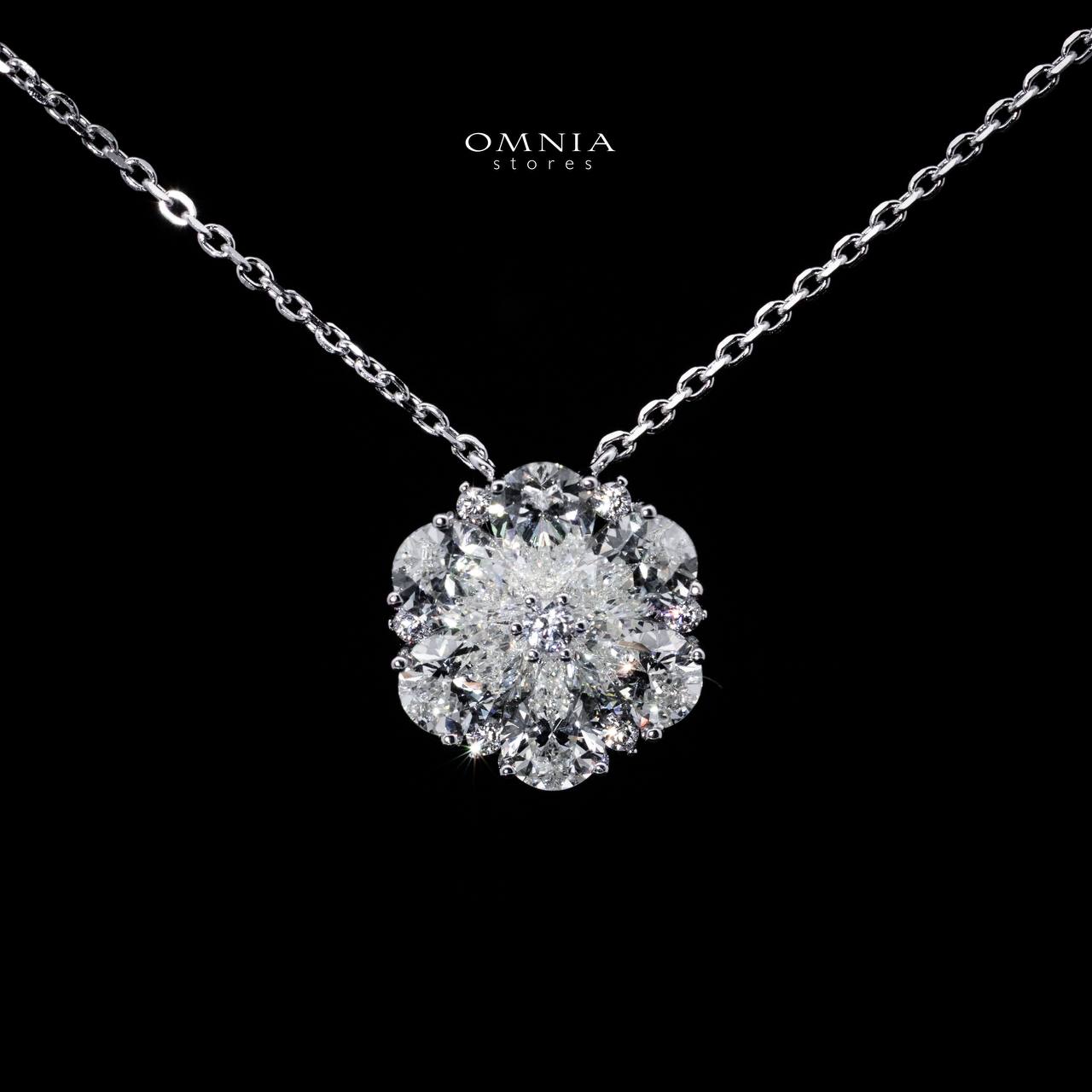 Omnia Yosra White Floral Pendant Necklace With High Quality Certified Lab Crafted Stones In 925 Silver - OMNIASTORES UAE