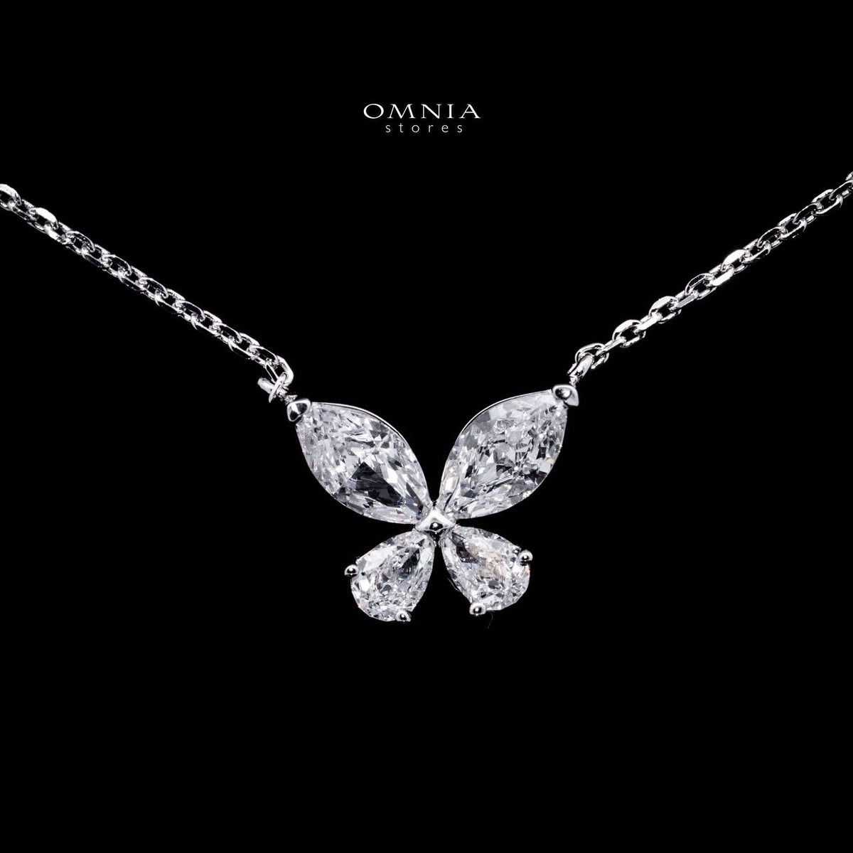 Omnia Ziara White Pendant Necklace With High Quality Certified Lab Crafted Stones In 925 Silver - OMNIASTORES UAE