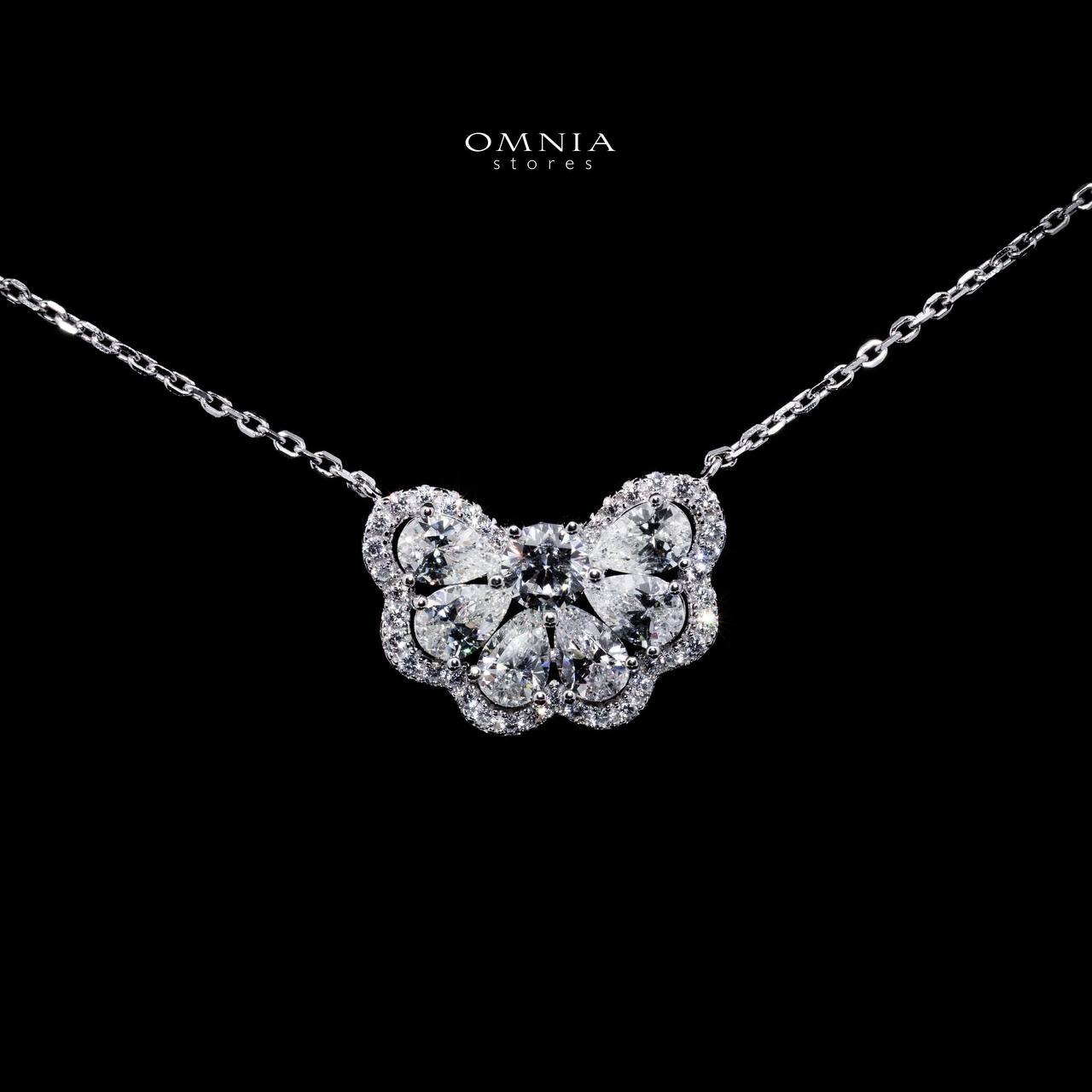 Omnia Minsa White Floral Pendant Necklace With High Quality Certified Lab Crafted Stones In 925 Silver - OMNIASTORES UAE
