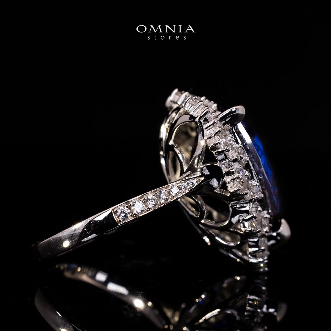 Omnia Roua White and Blue Ring With High Quality Certified Lab Crafted Stones In 925 Silver - OMNIASTORES UAE
