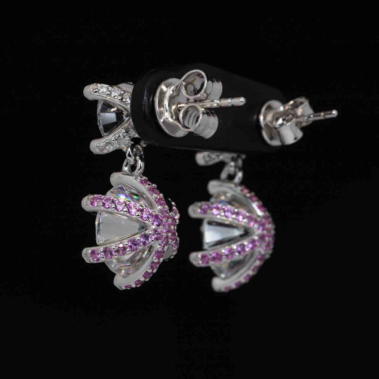 Omnia Asel White Round Earrings With High Quality Certified Lab Crafted Stones In 925 Silver - OMNIASTORES UAE