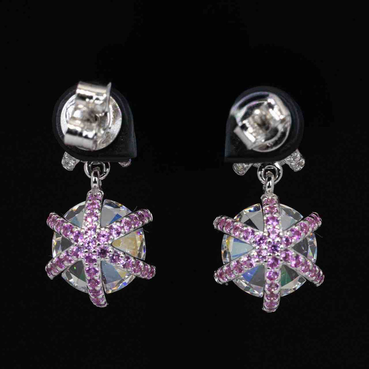 Omnia Asel White Round Earrings With High Quality Certified Lab Crafted Stones In 925 Silver - OMNIASTORES UAE