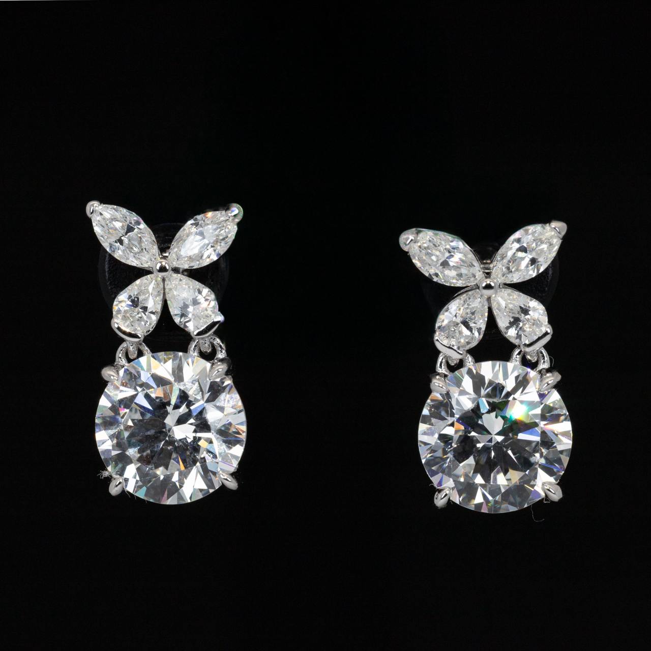 Omnia Sameera White Drop Earrings With High Quality Certified Lab Crafted Stones In 925 Silver - OMNIASTORES UAE