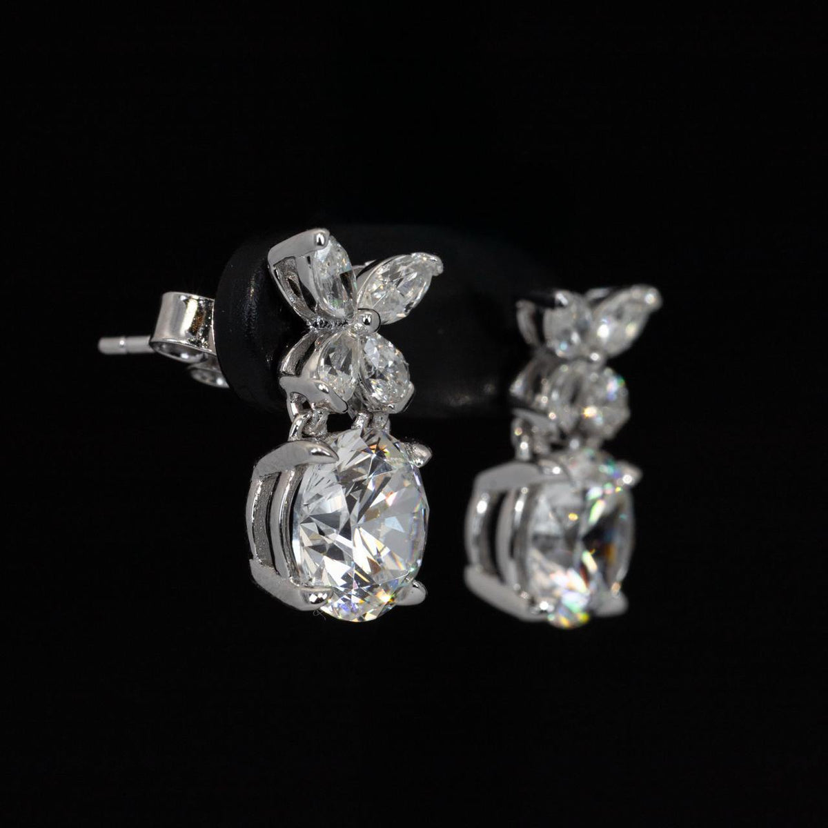 Omnia Sameera White Drop Earrings With High Quality Certified Lab Crafted Stones In 925 Silver - OMNIASTORES UAE