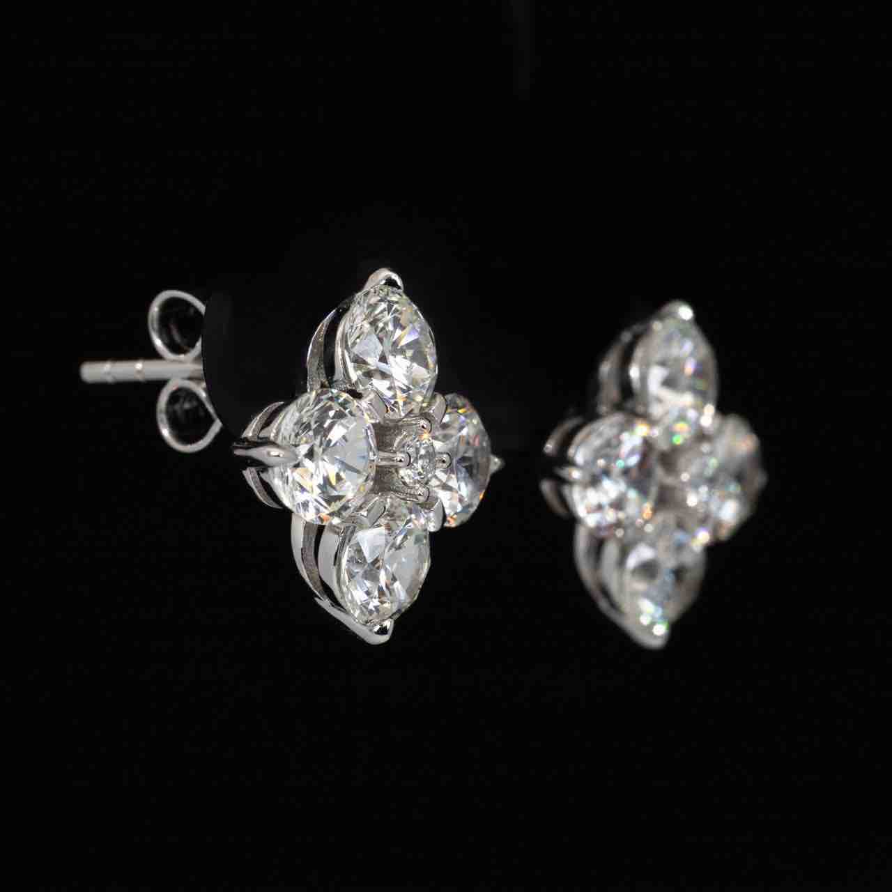 Omnia Azia Round Earrings With High Quality Certified Lab Crafted Stones In 925 Silver - OMNIASTORES UAE