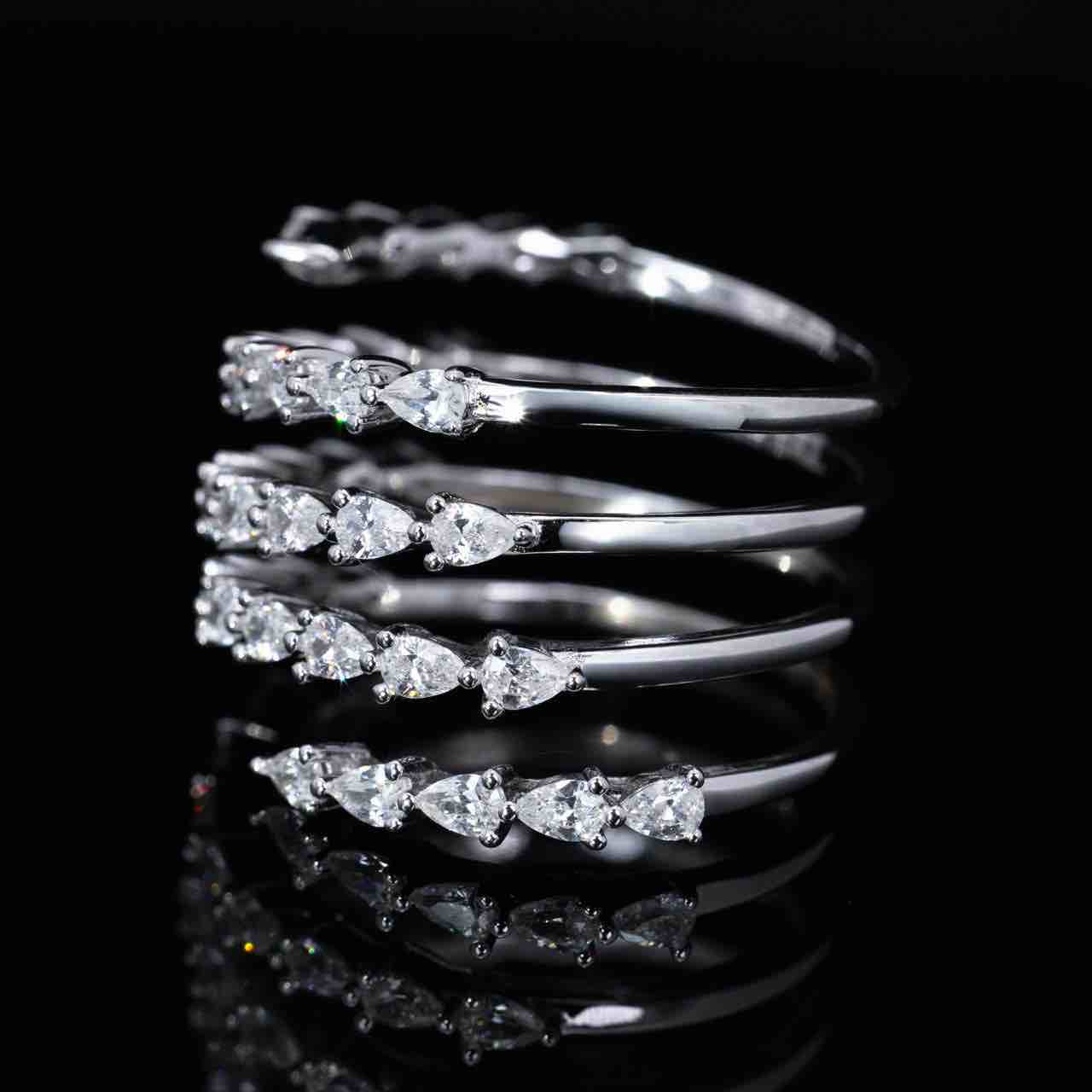 Omnia Lara White Ring With High Quality Simulated Diamonds In 925 Silver - OMNIASTORES UAE