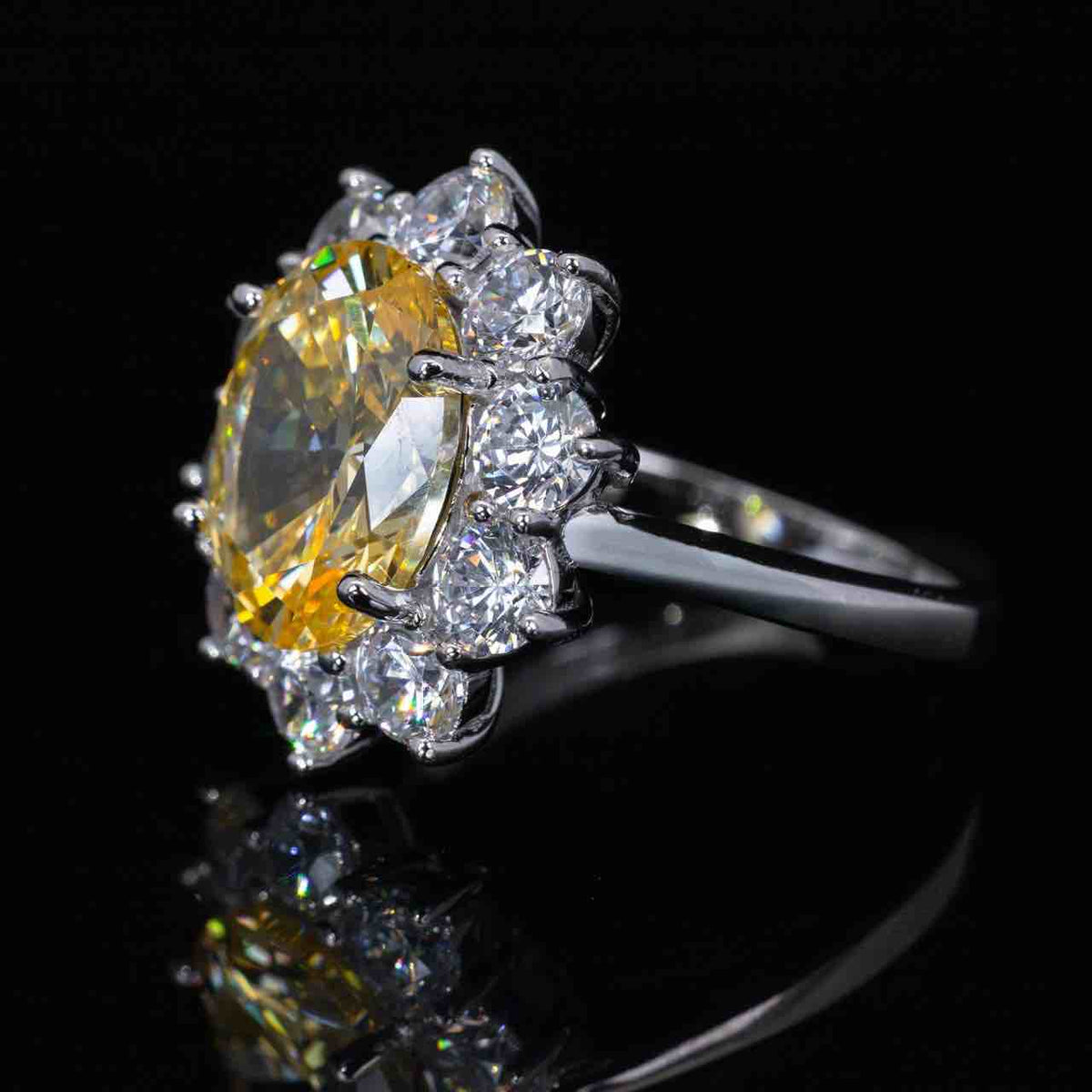Omnia Tamar Yellow Ring With High Quality Simulated Diamonds In 925 Silver - OMNIASTORES UAE