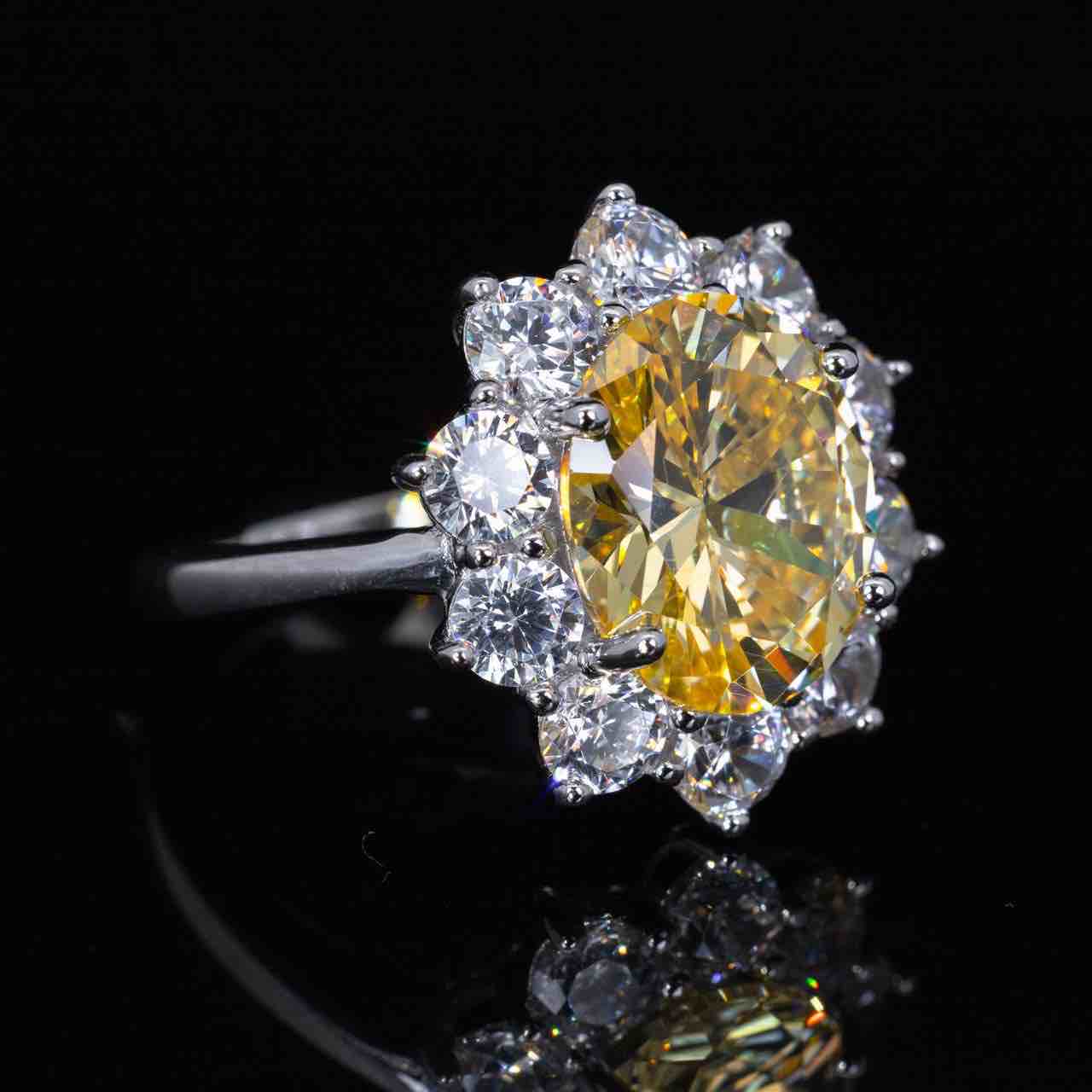 Omnia Tamar Yellow Ring With High Quality Simulated Diamonds In 925 Silver - OMNIASTORES UAE