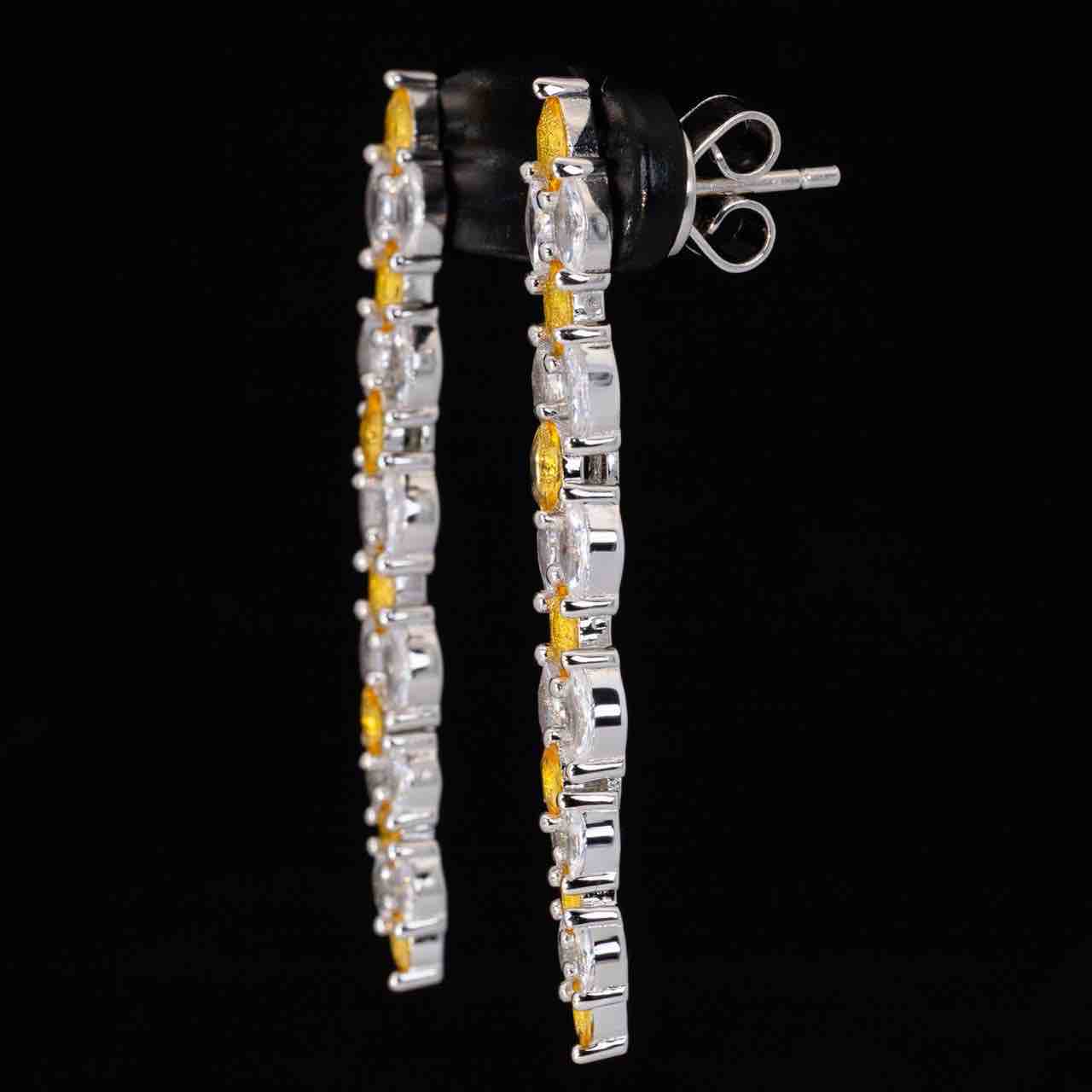 Omnia Aila White and Yellow Drop Earrings With High Quality Simulated Diamonds In 925 Silver - OMNIASTORES UAE