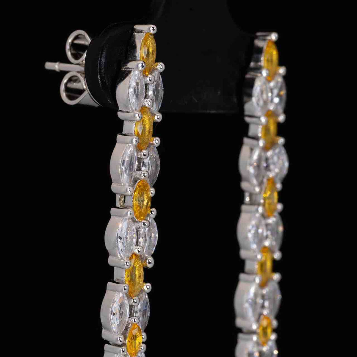 Omnia Aila White and Yellow Drop Earrings With High Quality Simulated Diamonds In 925 Silver - OMNIASTORES UAE