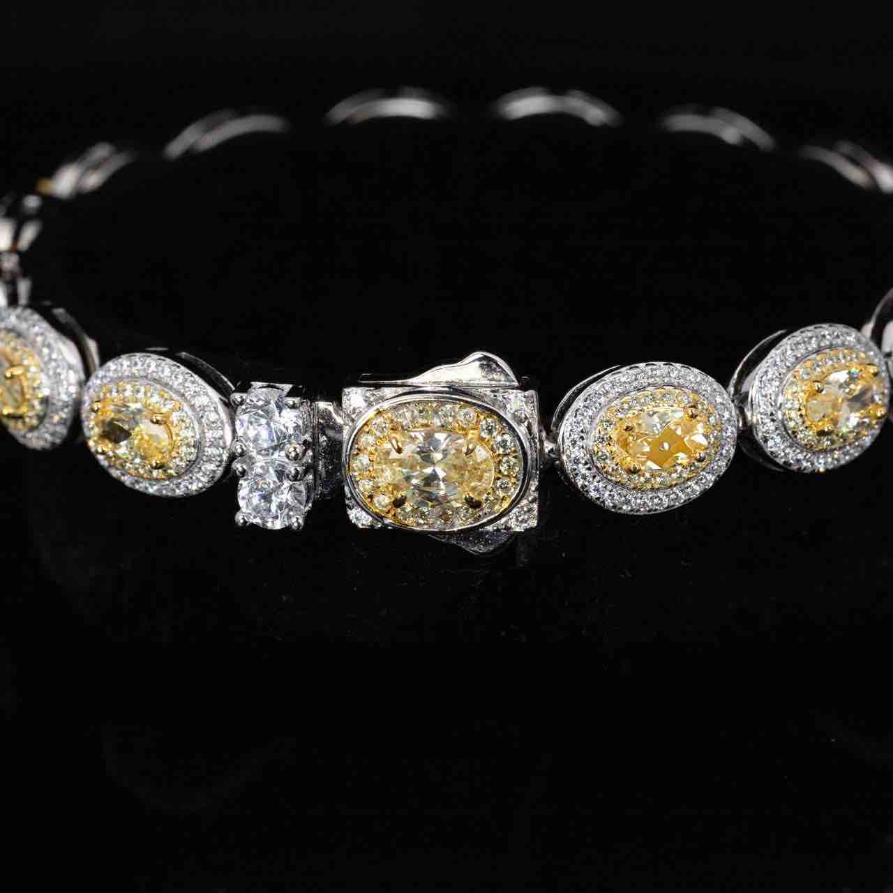 Omnia Tiesha White and Yellow Bracelet With High Quality Simulated Diamonds In 925 Silver - OMNIASTORES UAE